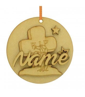 Laser Cut Personalised Halloween 3D Hanging Bauble - RIP Cross Grave Stone Design